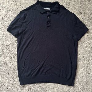 Zara Men's Dark Navy Polo Shirt